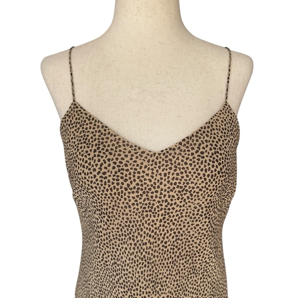 Vintage 90s Y2K Ann Taylor Silk Chiffon Cheetah Animal Print Slip Dress sz 2